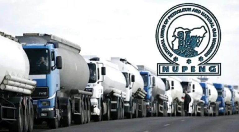 •Fuel tankers and NUPENG logo