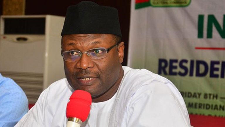 •INEC logo and INEC chairman, Prof. Yakubu Mahmoud